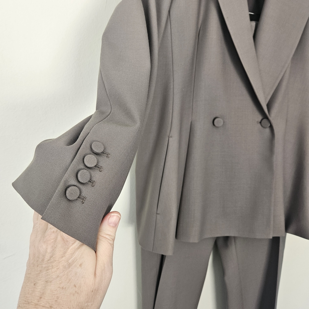 MM Lafleur Gaia Sharkskin Double-Breasted Pant Suit Size 18 - Picture 7 of 14
